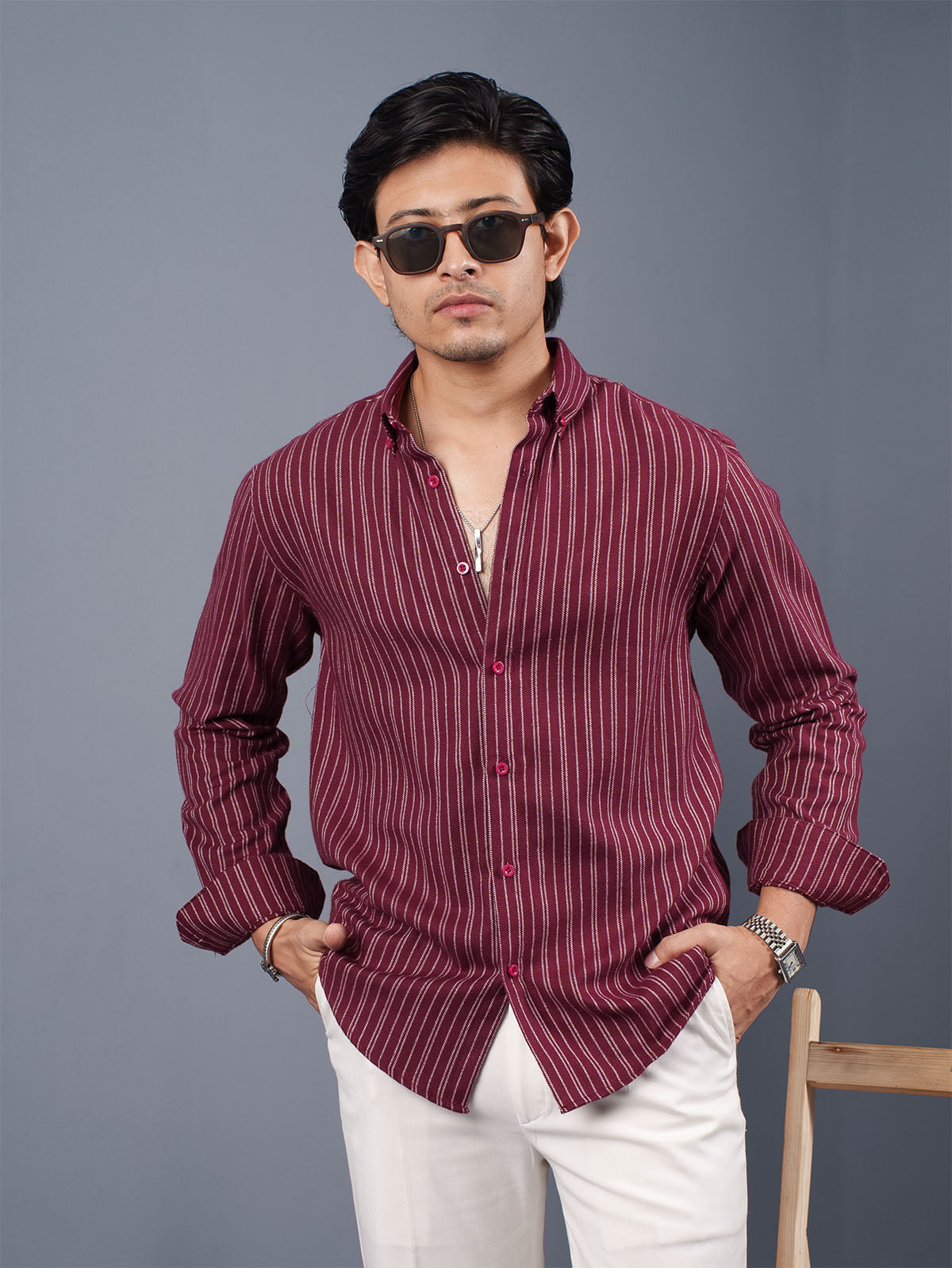 TRANSITION Maroon Striped Shirt