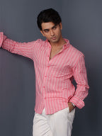 AUTUMN Coral & Yellow Striped Shirt