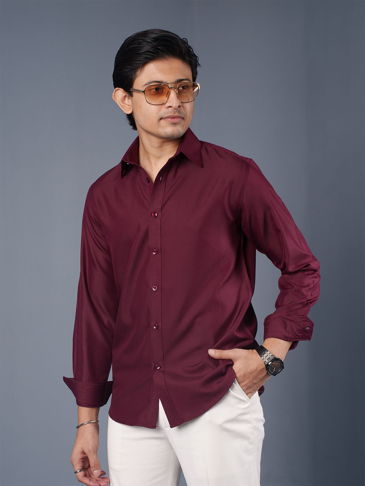 LUXURY Supremacy Executive Formal Shirt Maroon