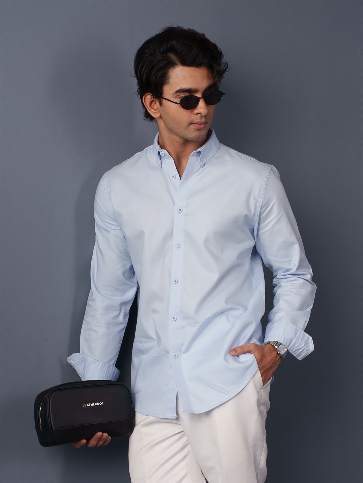 AUTUMN Light Blue Solid Shirt
