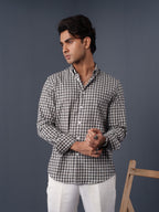 AUTUMN Black & Off-White Plaid Check Shirt