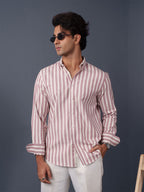 AUTUMN Dusty Pink & Off-White Striped Shirt