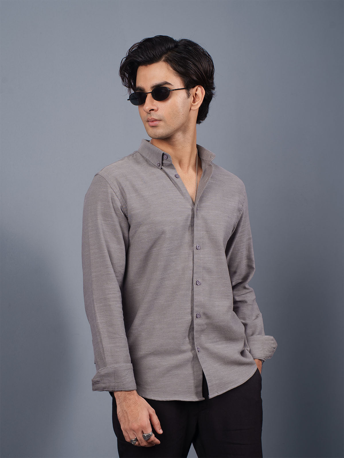TRANSITION Grey Textured Shirt