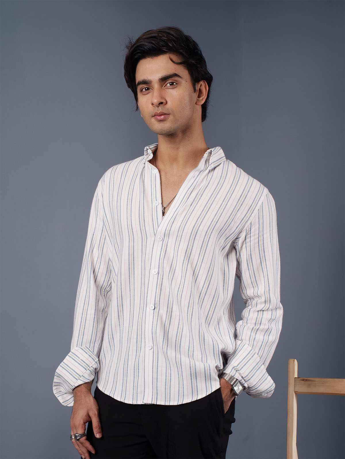 TRANSITION Off-White Multi-Striped Shirt