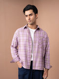 BOXY Lavender & Brown Plaid Flannel Shirt