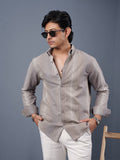 TRANSITION Warm Grey Textured Panel Shirt