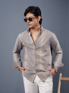 TRANSITION Warm Grey Textured Panel Shirt