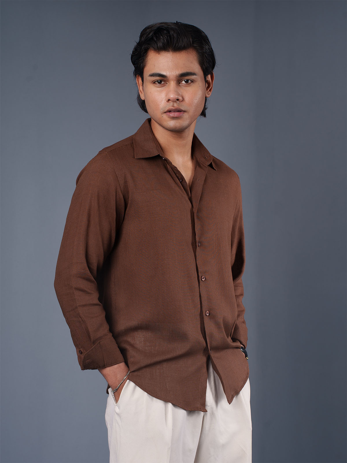 LUXURY Linen Coffee Shirt