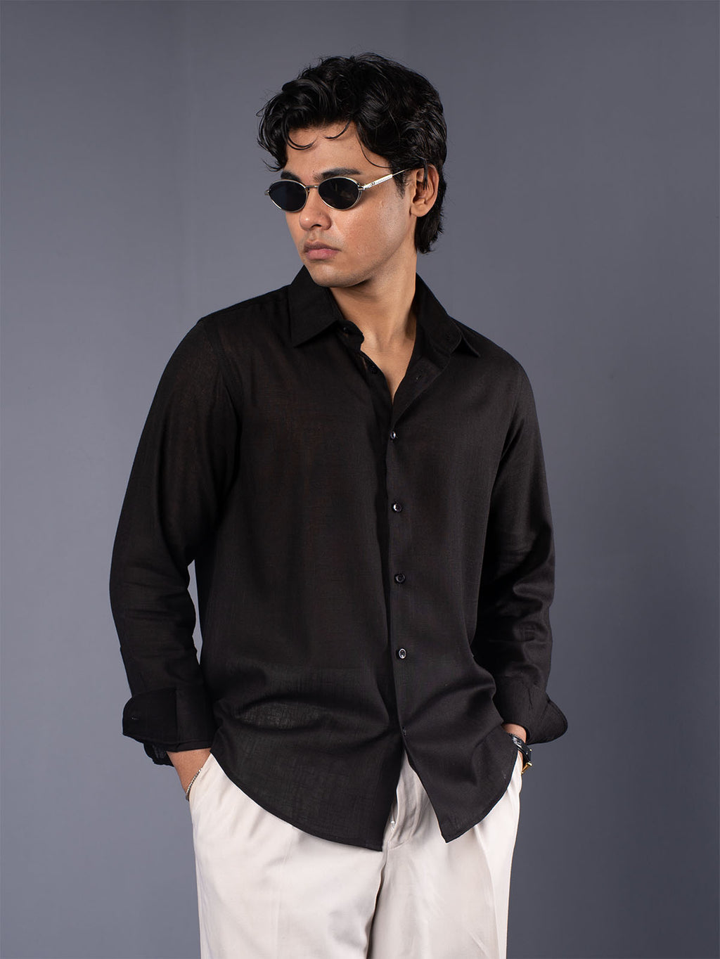 LUXURY Linen Black Shirt