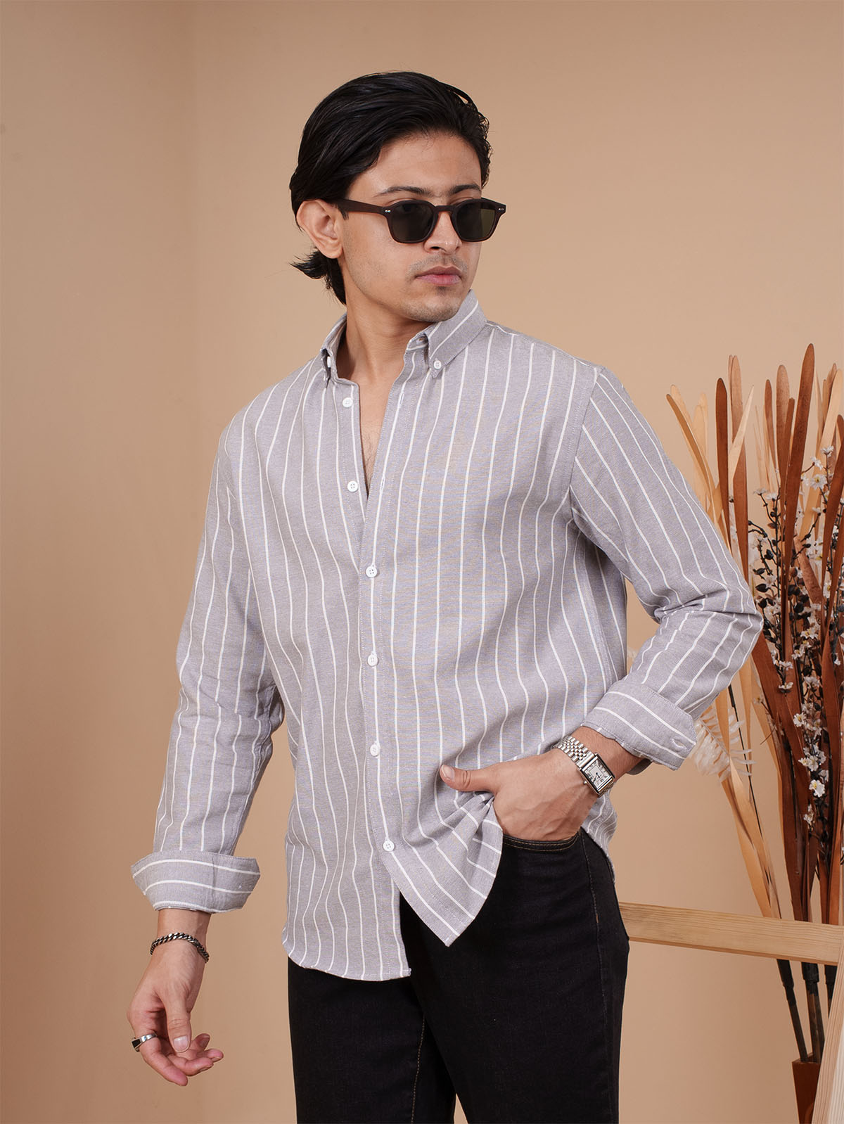 SKYFALL Grey Pinstripe Shirt
