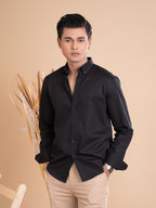 DRIZZLE Jet Black Textured Shirt