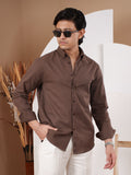 NIGHTFALL Solid Chocolate Brown Shirt