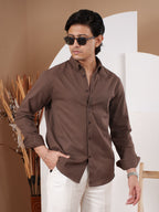 NIGHTFALL Solid Chocolate Brown Shirt