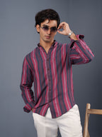 TRANSITION Crimson & Navy Multi-Striped Shirt