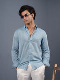 TRANSITION Ice Blue Textured Striped Shirt