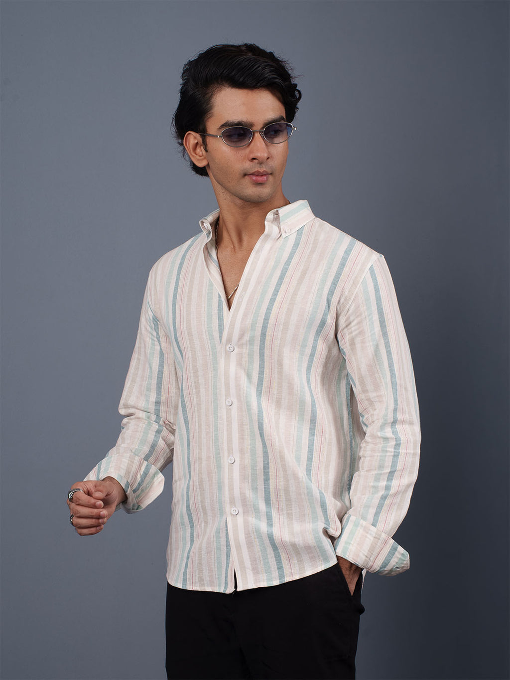 TRANSITION Pastel Multi-Striped Shirt