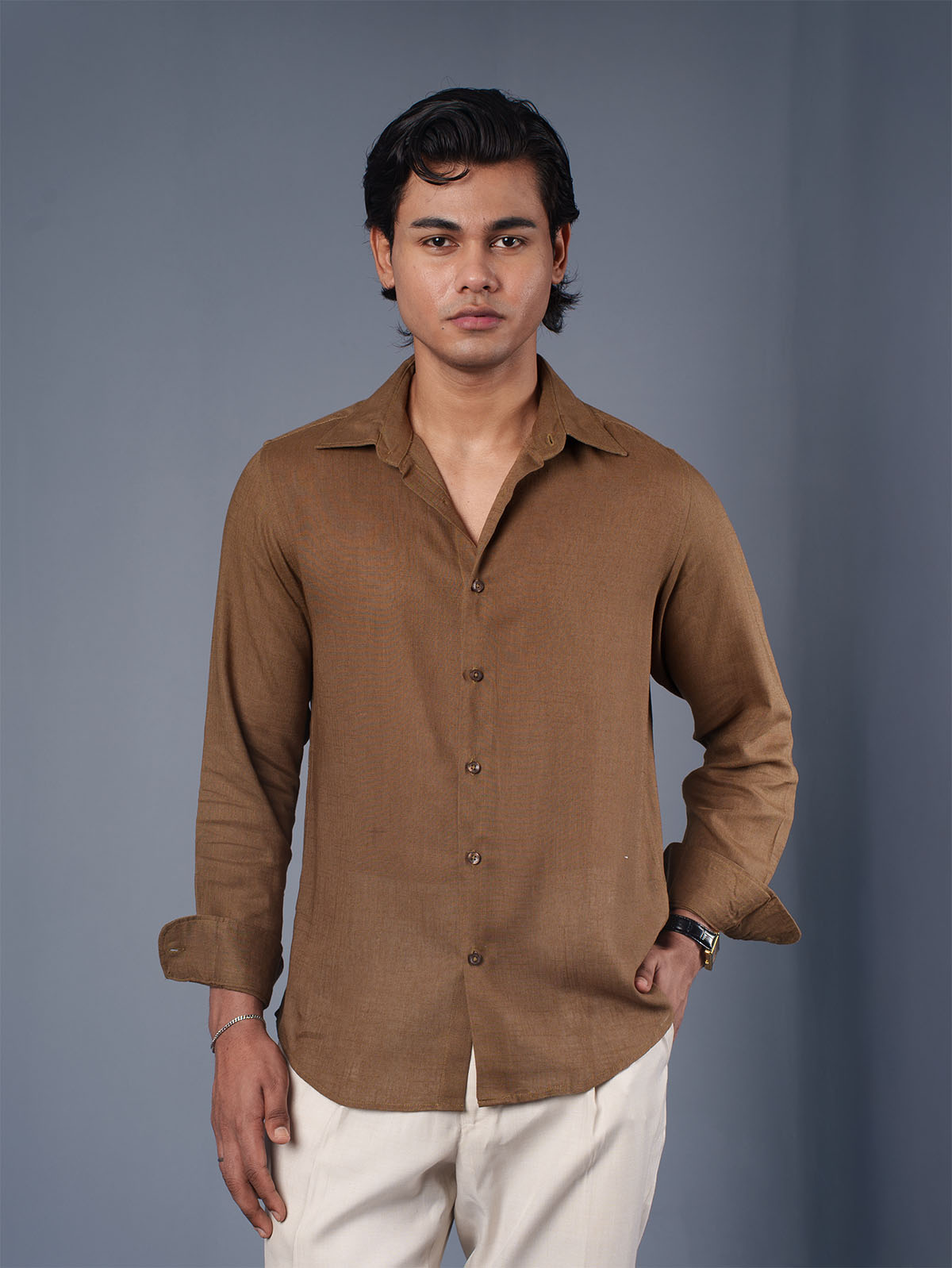 LUXURY Linen Olive Green Shirt
