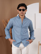 NIGHTFALL Slate Blue Micro-Stripe Shirt