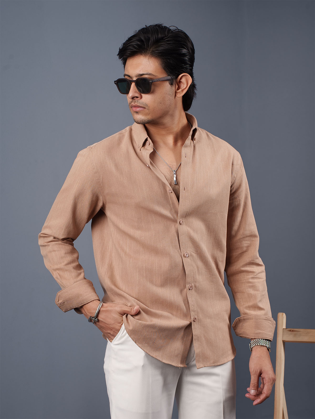 TRANSITION Beige Textured Shirt