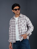 BOXY Grey Plaid Flannel Shirt