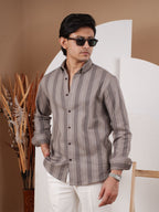 NIGHTFALL Brown & Coffee Striped Shirt