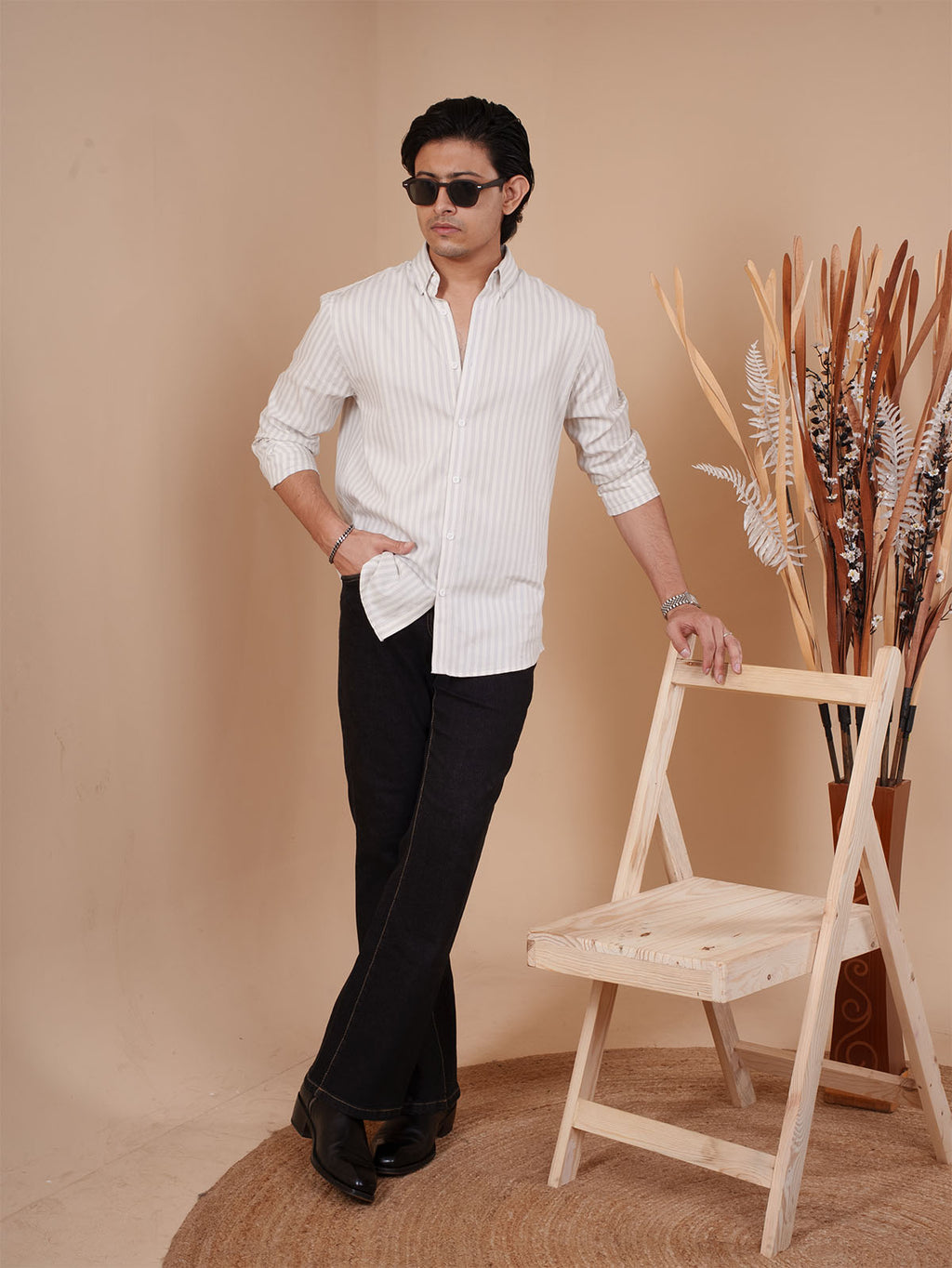 SKYFALL White Grey-Stripe Shirt