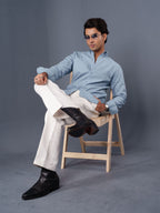 AUTUMN Slate Blue Micro Textured Shirt