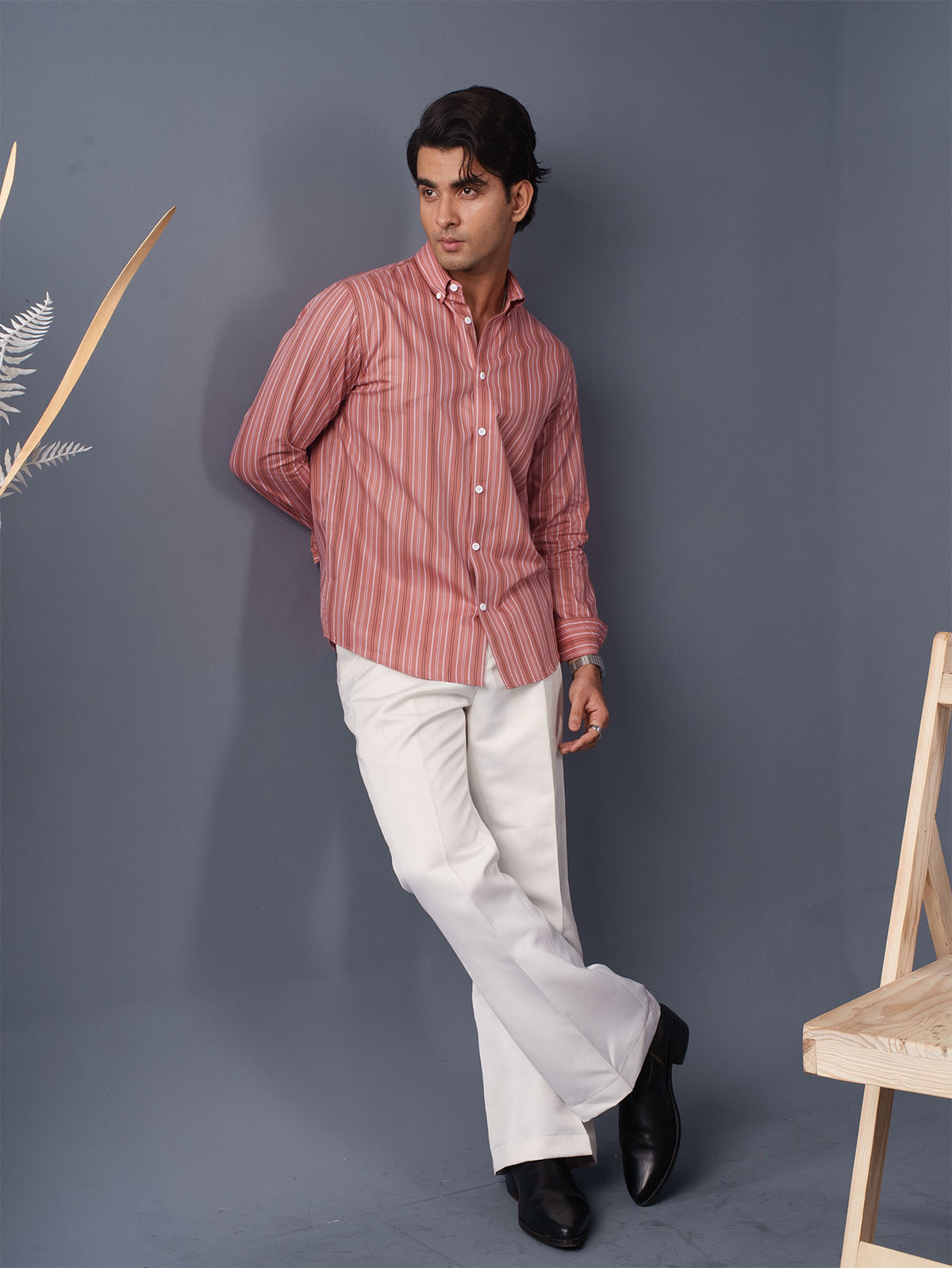 AUTUMN Terracotta & White Striped Shirt