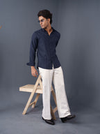AUTUMN Deep Navy Pinstripe Shirt