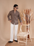 SKYFALL Coffee Micro-Check Shirt