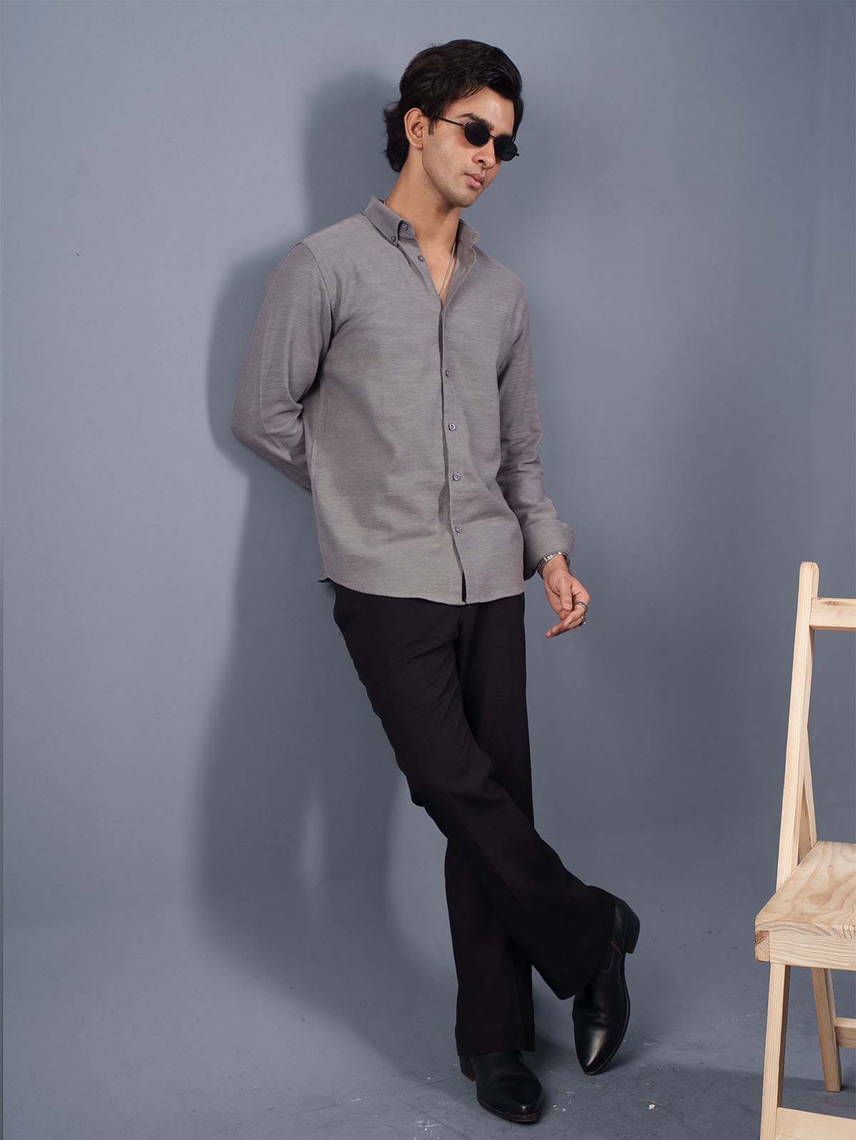 TRANSITION Grey Textured Shirt