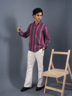 TRANSITION Crimson & Navy Multi-Striped Shirt