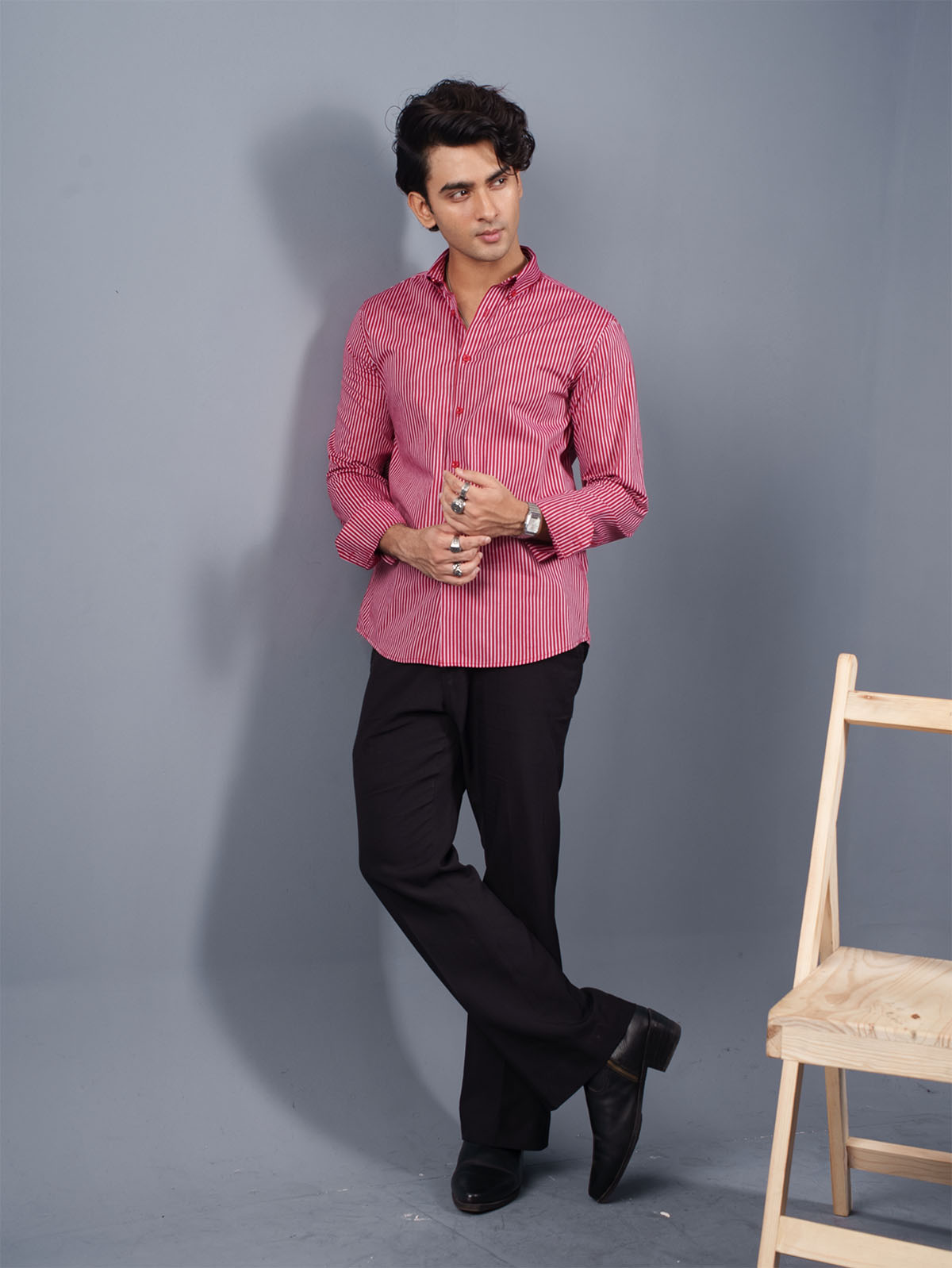 TRANSITION Maroon & White Striped Shirt