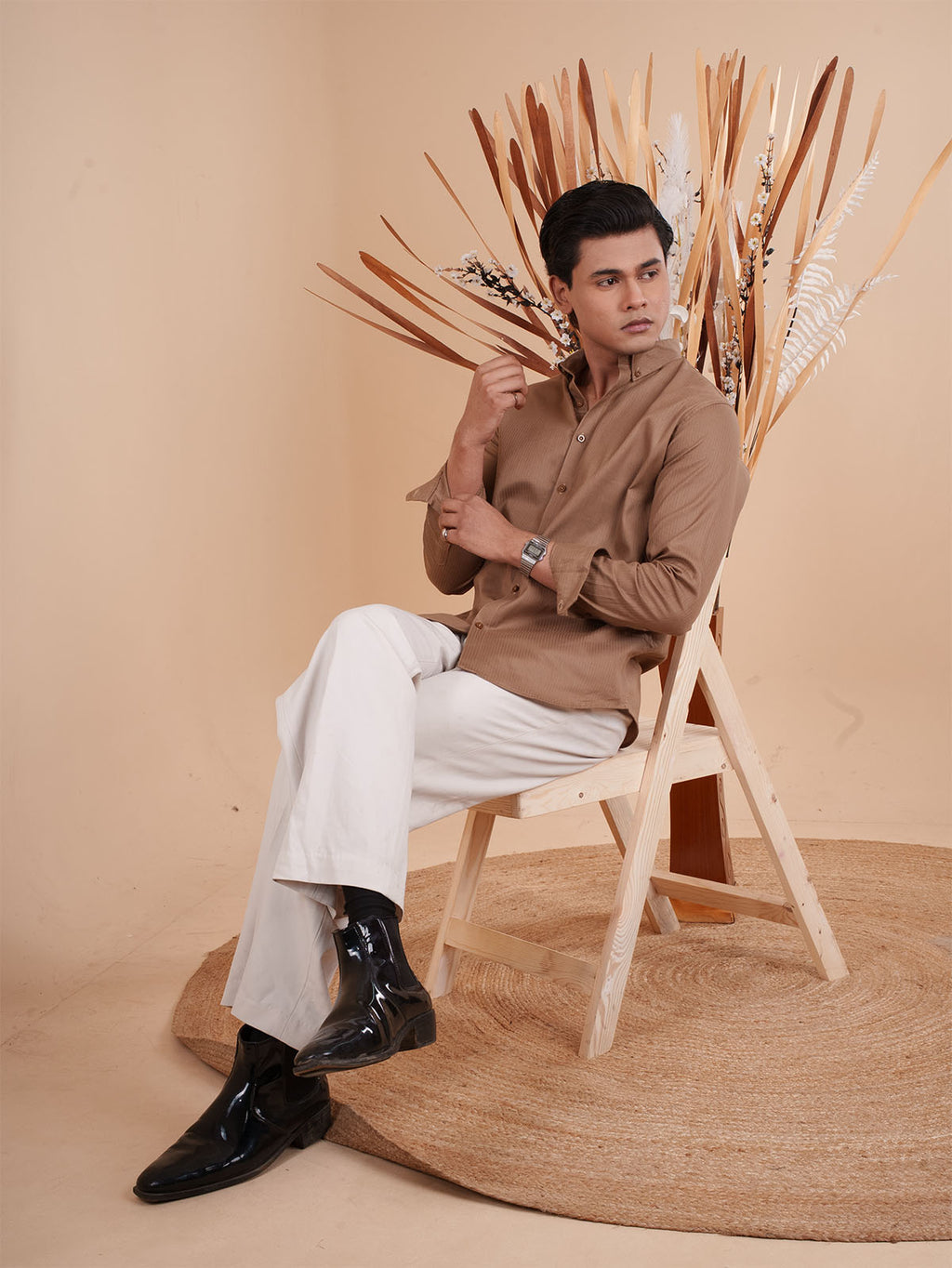 DRIZZLE Mocha Brown Textured Shirt