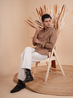 DRIZZLE Mocha Brown Textured Shirt