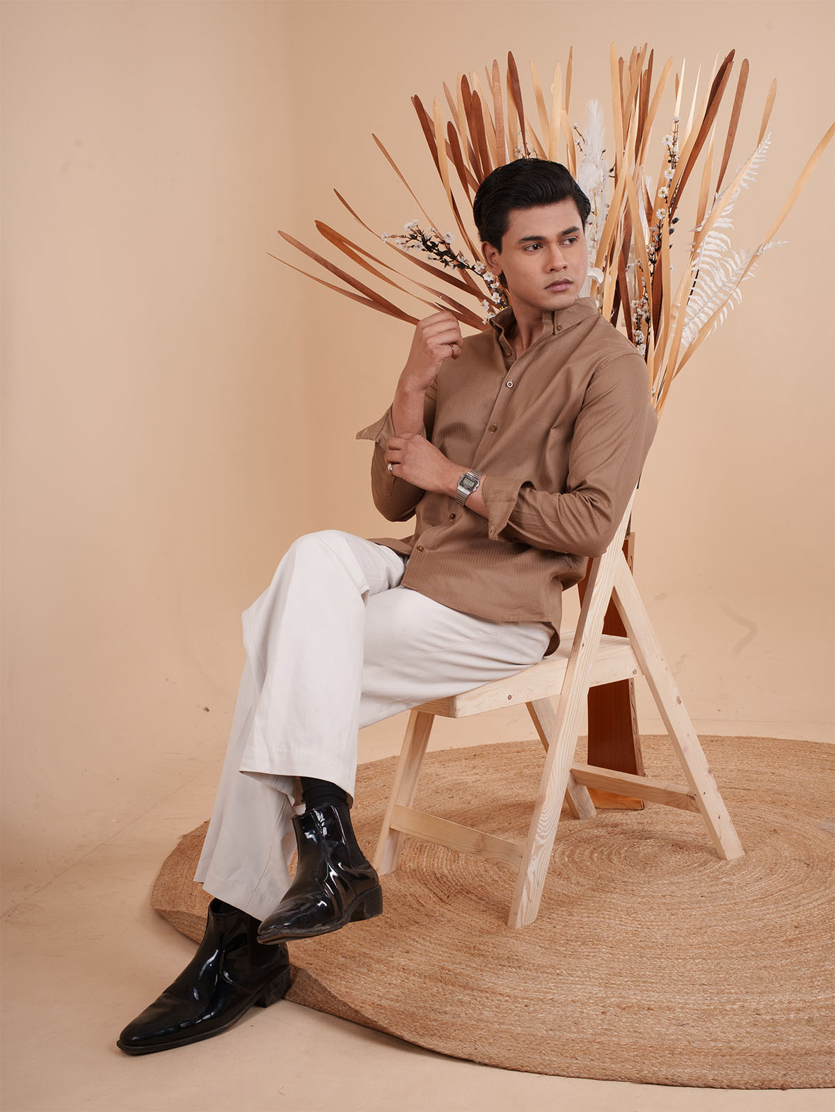 DRIZZLE Mocha Brown Textured Shirt