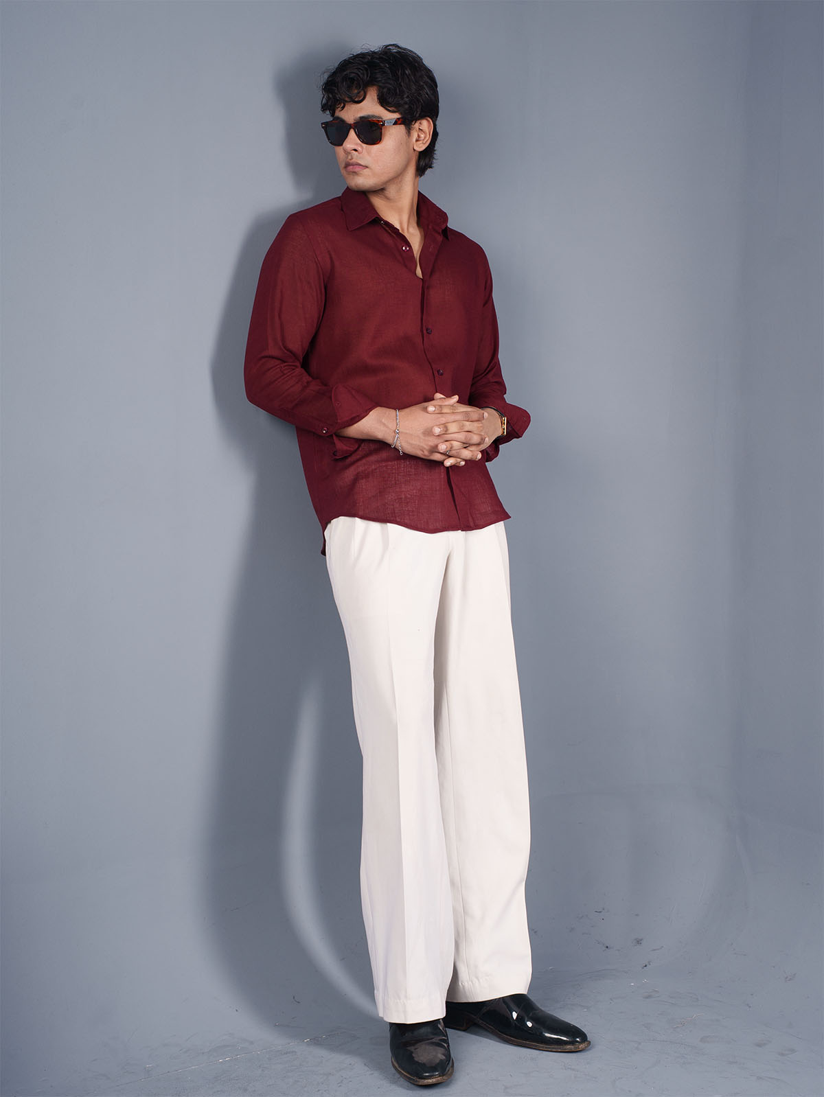 LUXURY Linen Maroon Shirt
