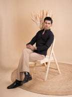 DRIZZLE Jet Black Textured Shirt