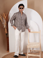 NIGHTFALL Brown & Coffee Striped Shirt