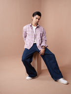 BOXY Lavender & Brown Plaid Flannel Shirt