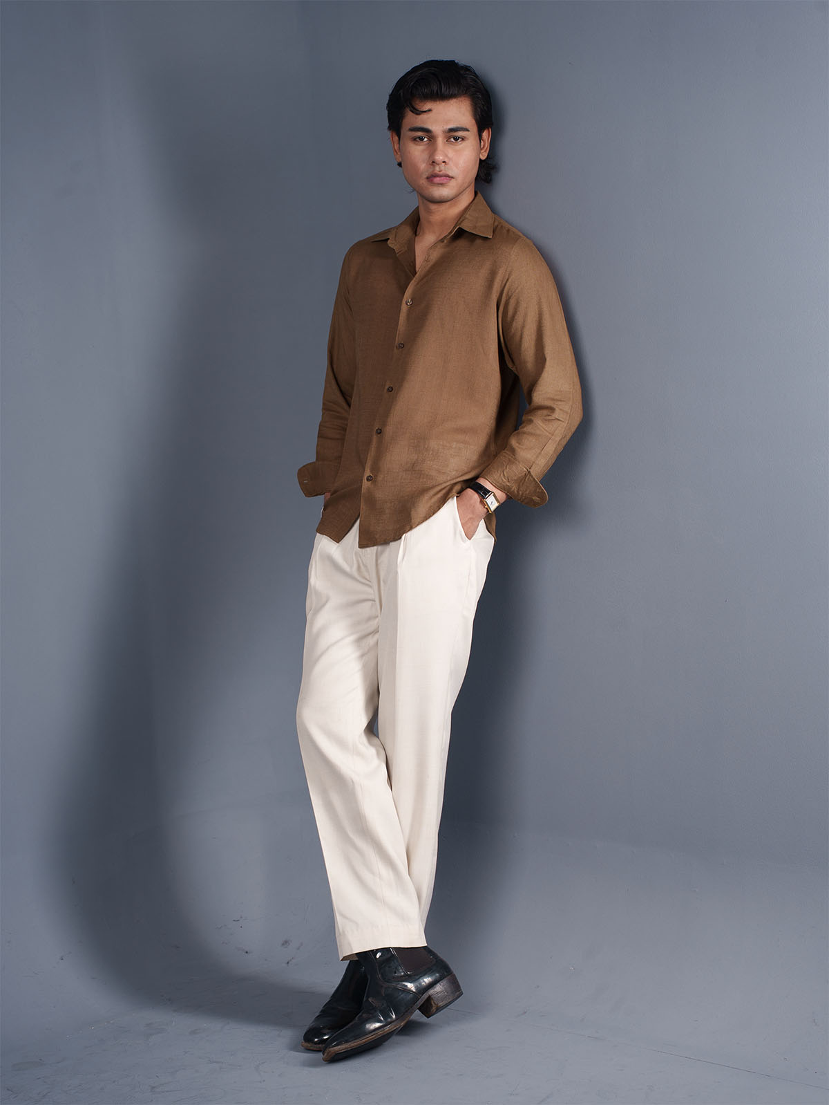 LUXURY Linen Olive Green Shirt