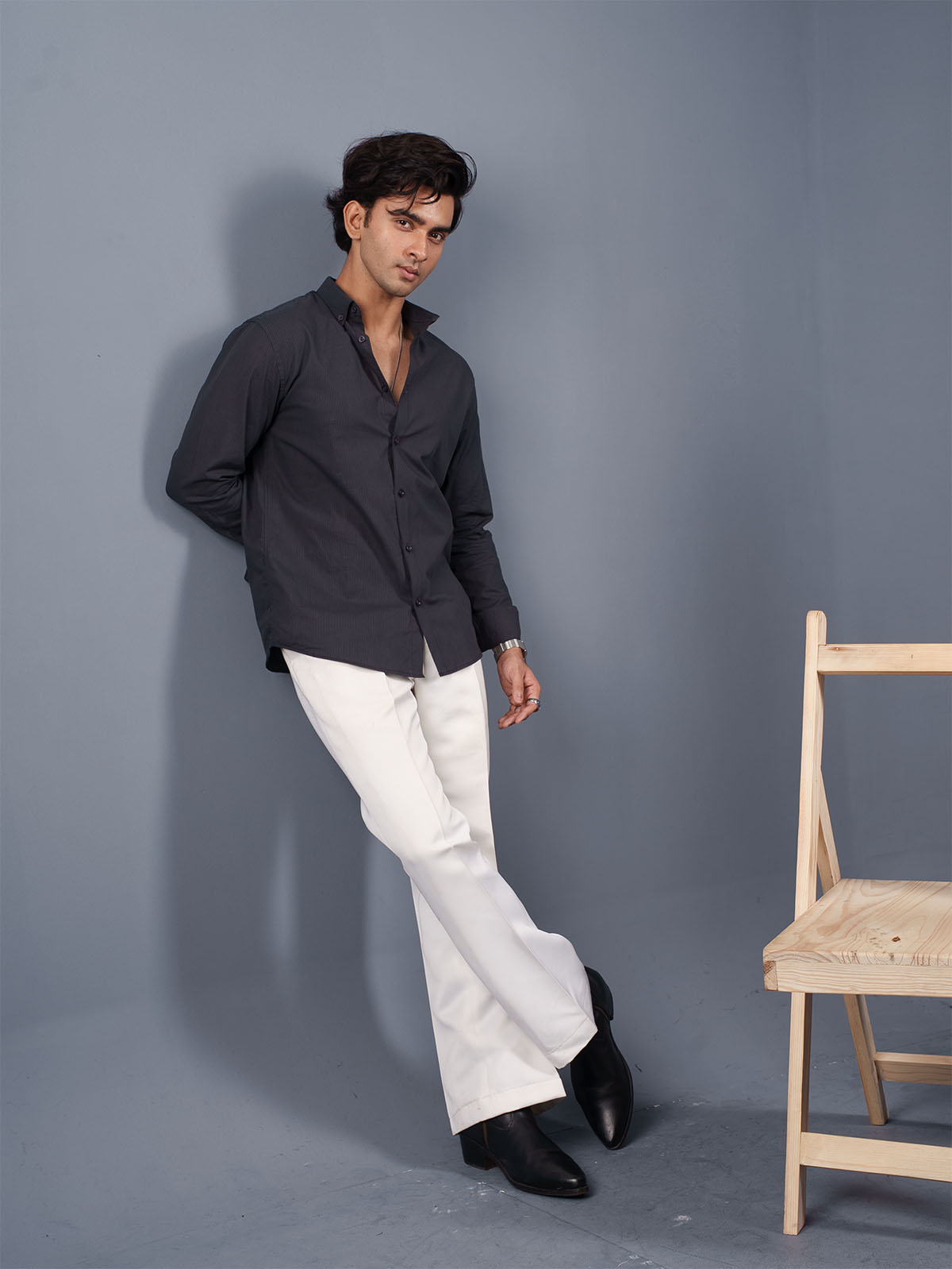 TRANSITION Black Micro-Striped Shirt
