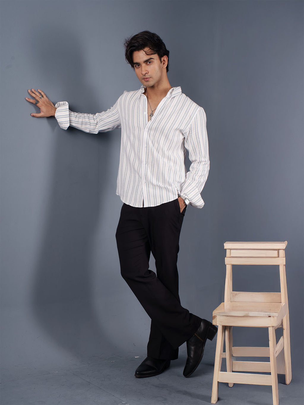 TRANSITION Off-White Multi-Striped Shirt