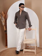 NIGHTFALL Brown Black Stripe Shirt