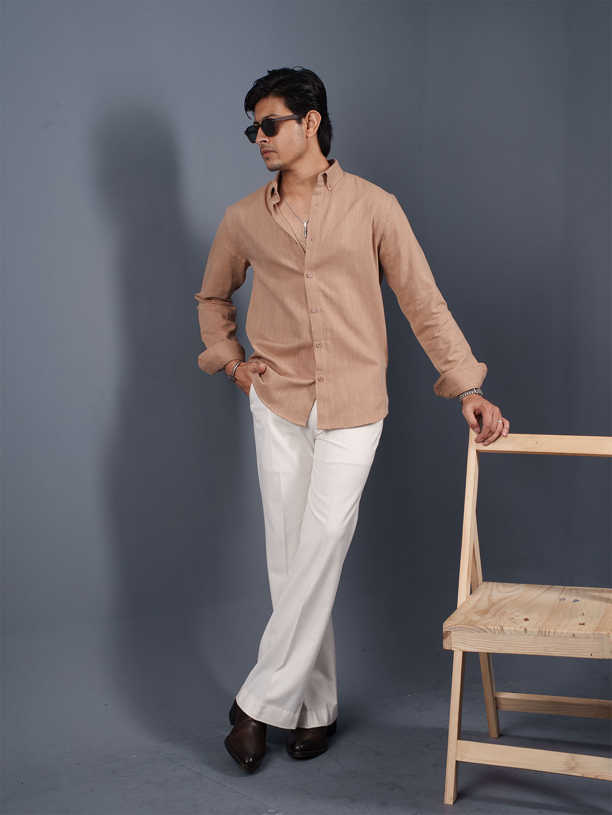 TRANSITION Beige Textured Shirt