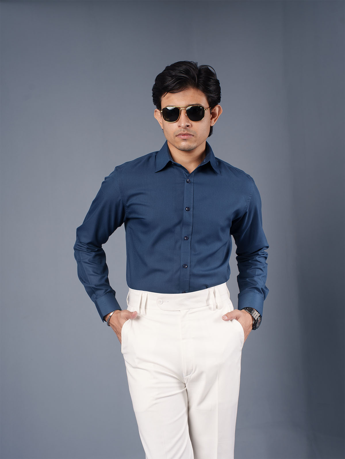 LUXURY Supremacy Executive Formal Shirt Navy Blue