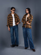 BOXY Mustard & Black Plaid Flannel Shirt