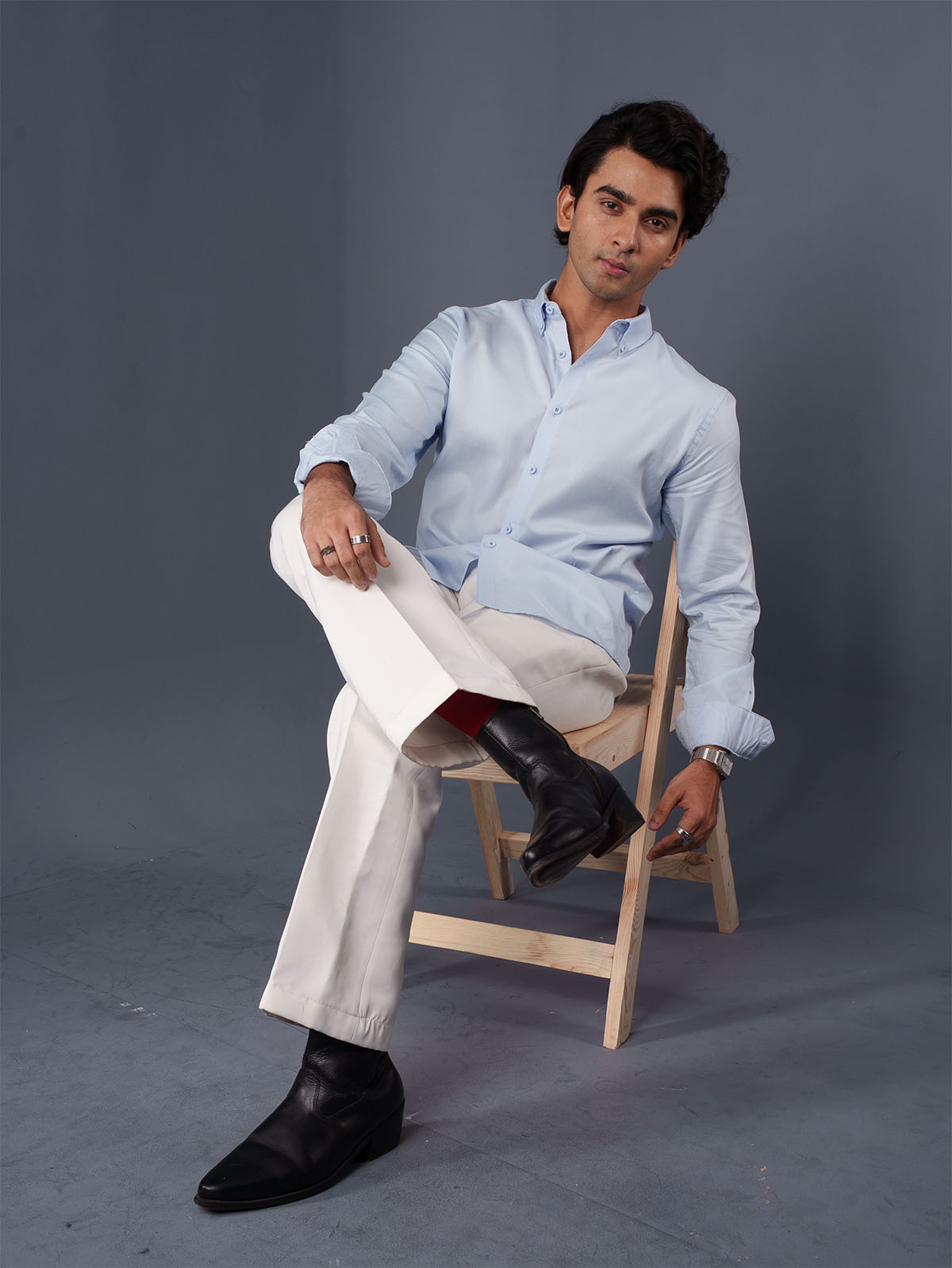 AUTUMN Light Blue Solid Shirt