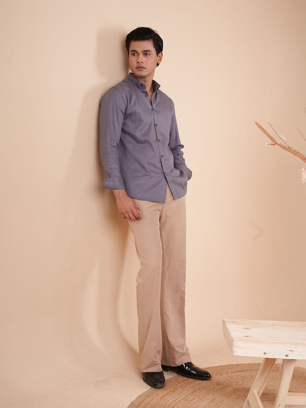 DRIZZLE Muted Lavender Textured Shirt
