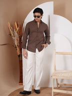 NIGHTFALL Solid Chocolate Brown Shirt